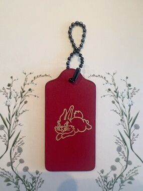 Coach Leather Bag Tag Charm White Rabbit Candy Collection Asia Red - Price Firm